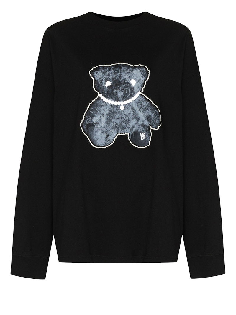 T-shirt We11done WE11DONE Teddy Bear Print Oversized Sweatshirt Sort | WDTT920116 BLACK