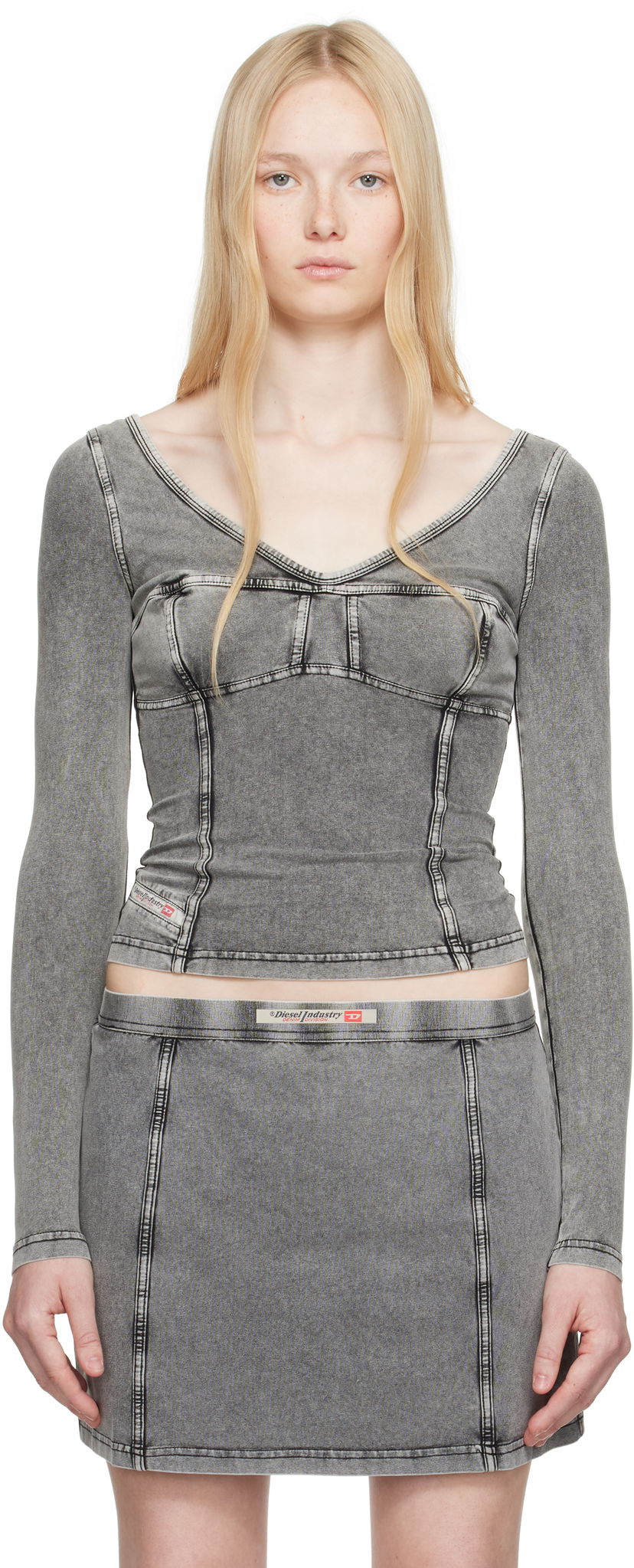 Nederdel Diesel Diesel T-Elin Long Sleeve Top Grå | A16595 0NJBJ