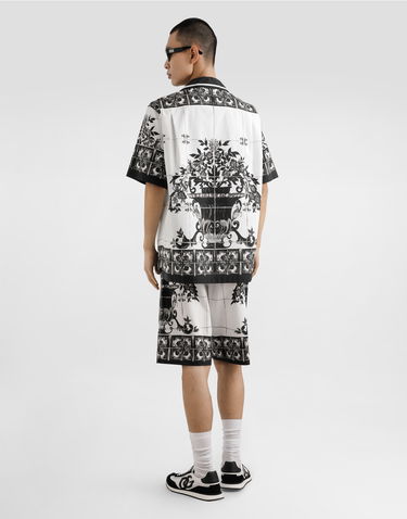 Shorts Dolce & Gabbana Dolce & Gabbana Majolica-Print Poplin Shorts Hvid | GV37ATHH5ECI33TN, 2
