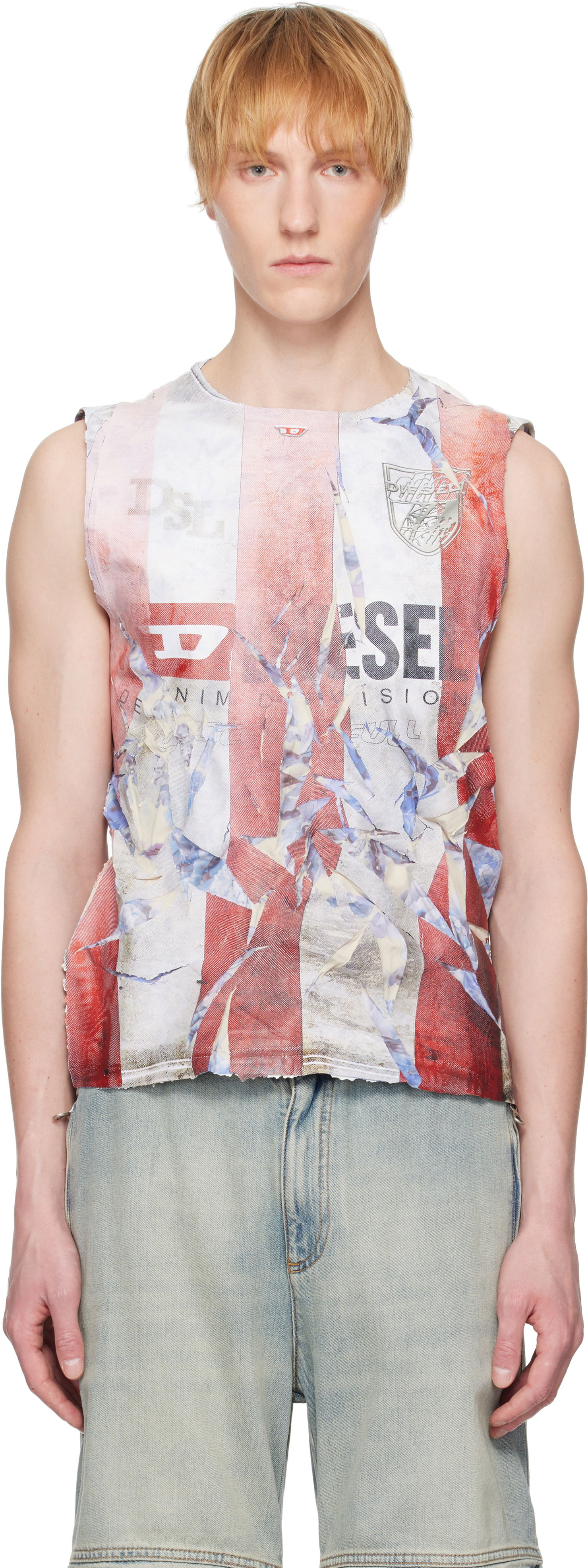 Tanktop Diesel Diesel T-Per Stripe Tank Top Hvid | A18700-0SKBT-42AA, 0