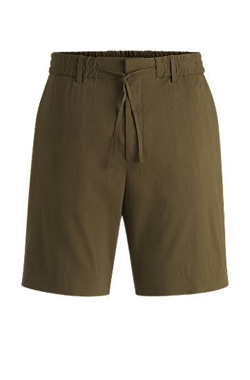 Shorts BOSS Linen-Blend Formal Shorts Grøn | 50540694