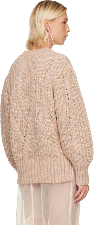 Sweater Simone Rocha Simone Rocha Embellished Puff Sleeve Chunky Knit Sweater Beige | MZMK4B 0665, 2