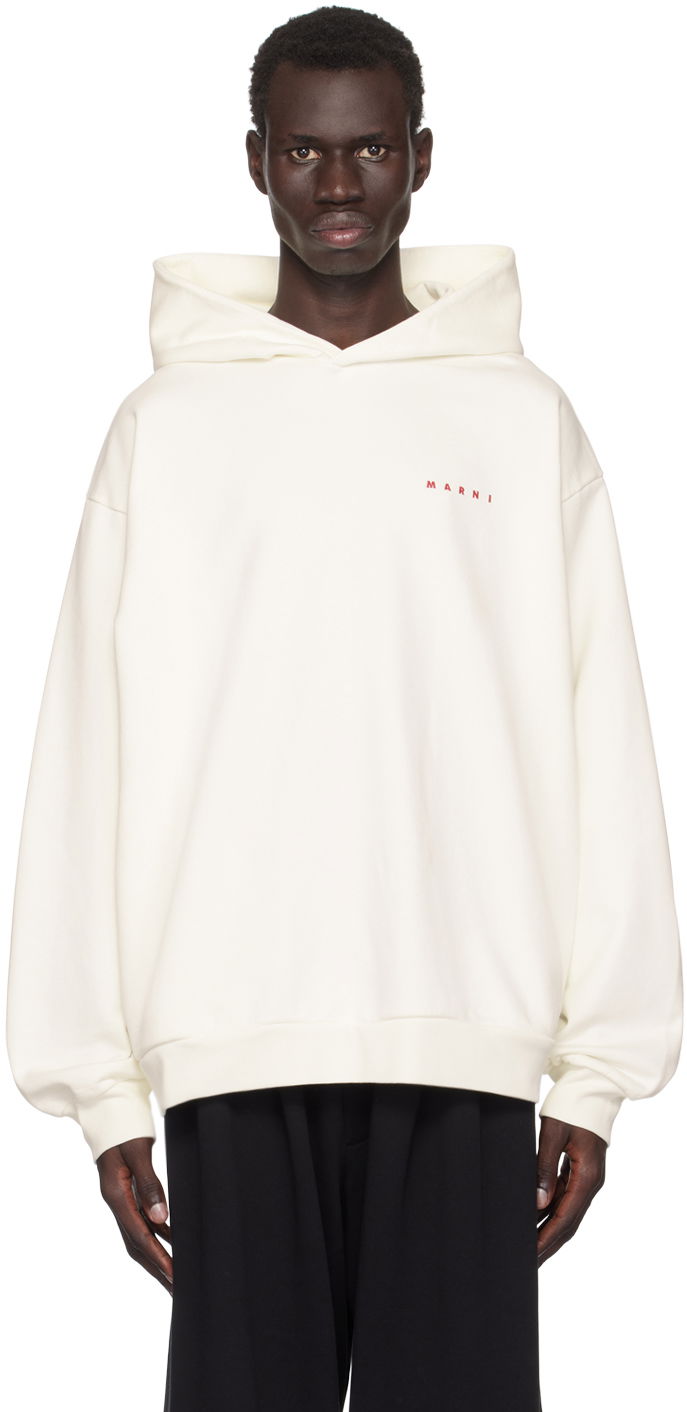 Sweatshirt Marni Wrinkled Logo Hoodie Hvid | FUMU0067PO USCW96, 0