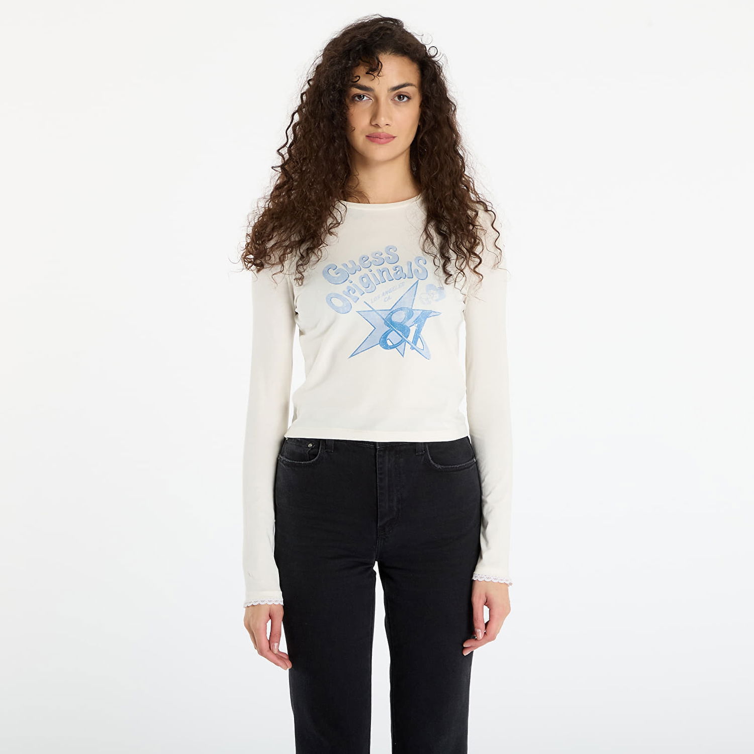 Crop top GUESS Originals Star 81 Printed Cropped T-shirt Hvid | W5BI52J1314-G053, 0