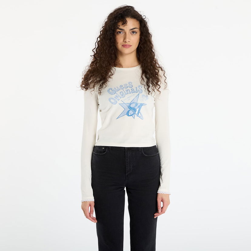 Crop top GUESS Originals Star 81 Printed Cropped T-shirt Hvid | W5BI52J1314-G053