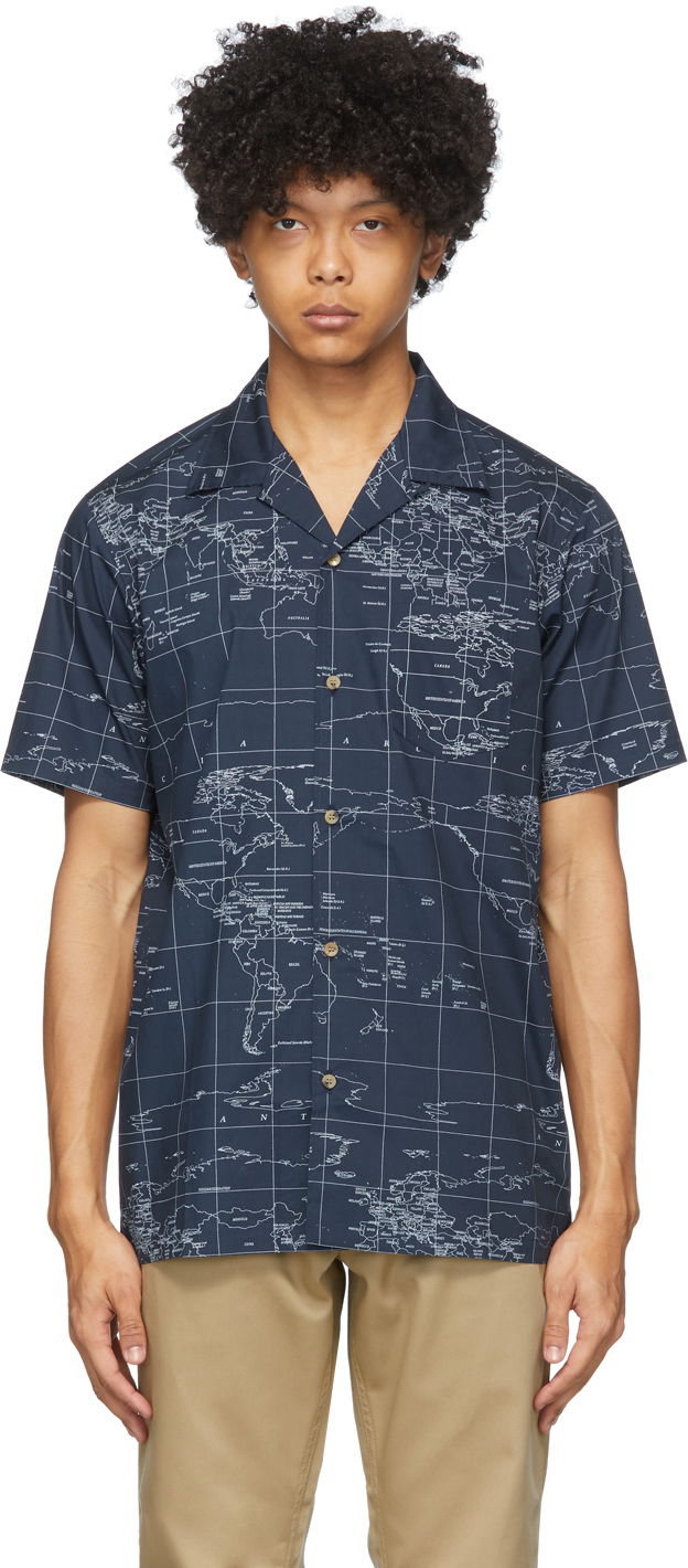 Skjorte CLOT Clot Global Haze Print Shirt Mørkeblå | CLSH20SS20011