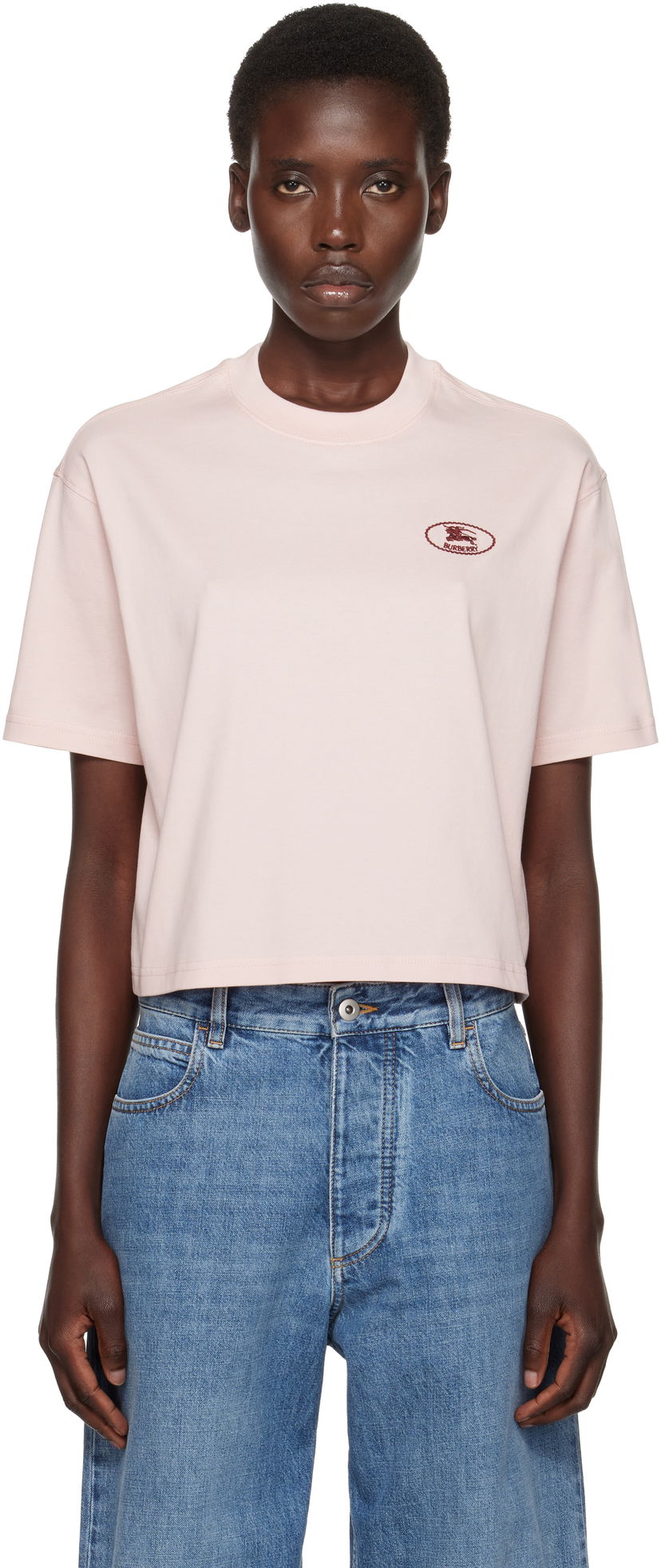 Crop top Burberry Burberry Cropped Cotton T-Shirt Lyserød | 8110083