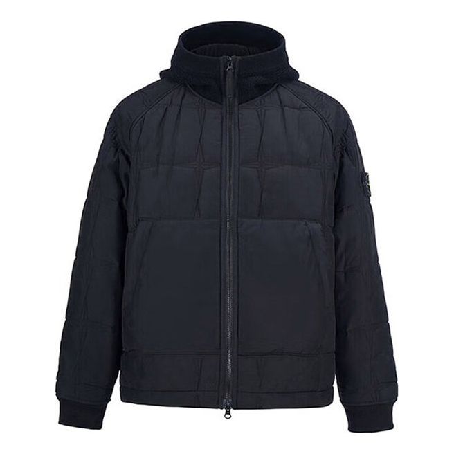 Puffer jakke Stone Island Stone Island Zip-Up Hoody Jacket Sort | 771543433-V0029