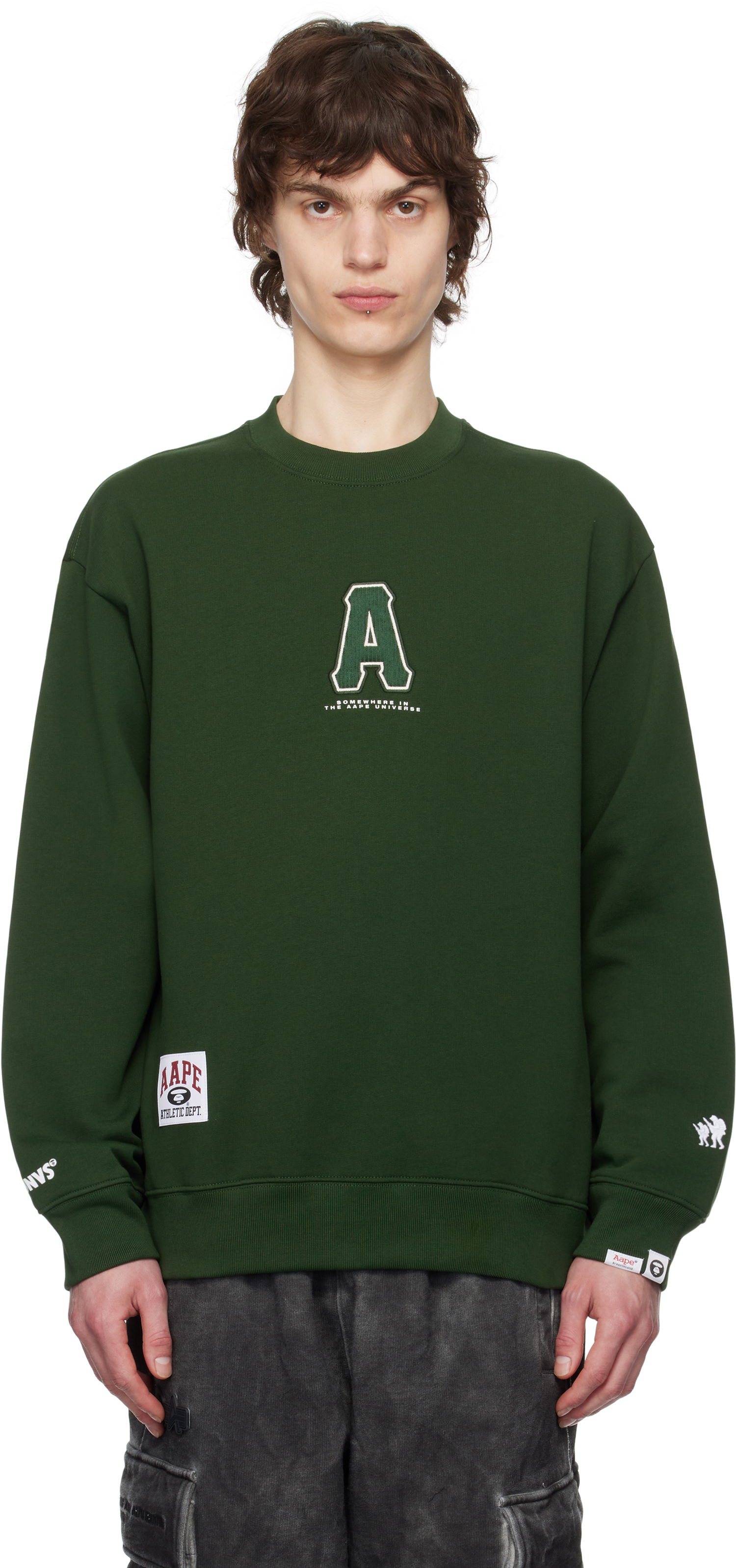 Sweatshirt AAPE by A Bathing Ape AAPE by A Bathing Ape Injection Crewneck Sweatshirt Grøn | AAPSWMC336XXNGRD, 0