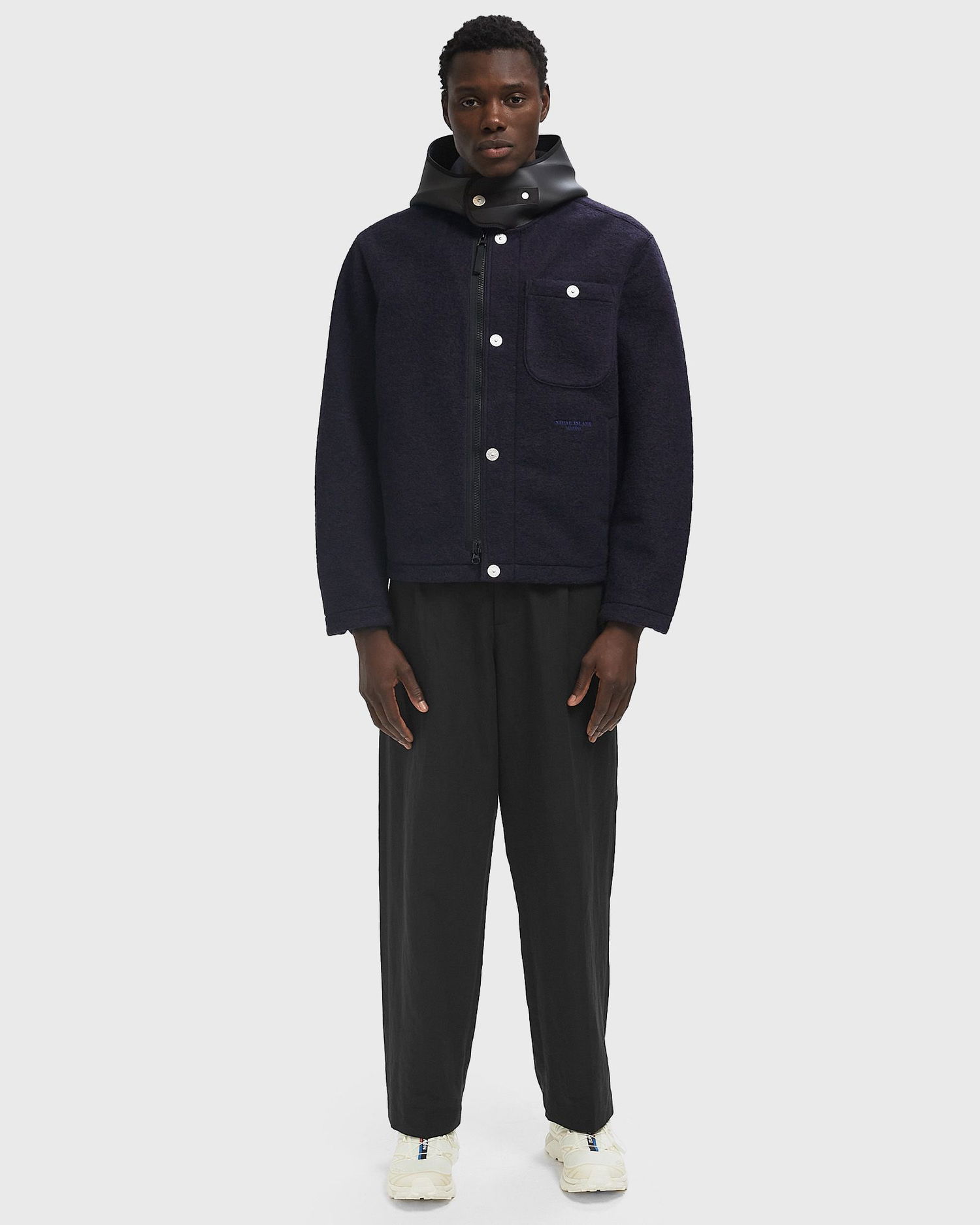 Jakke Stone Island Fleece Jacket with Neoprene Hood Mørkeblå | K2S15Q100021S0X22.V002A, 1
