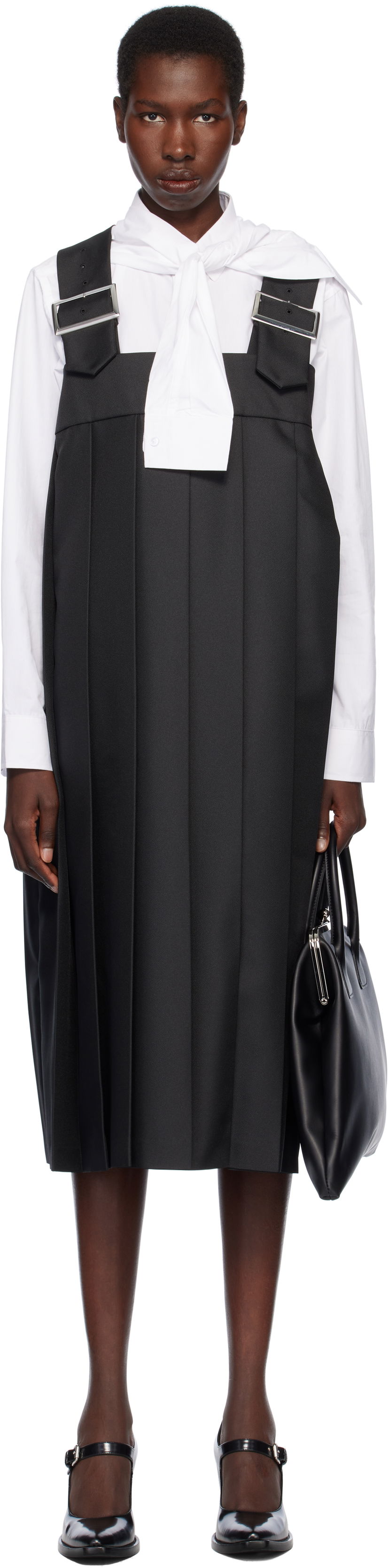 Kjole Comme des Garçons Comme des Garçons Gabardine Midi Dress Sort | RO-A005-051-1