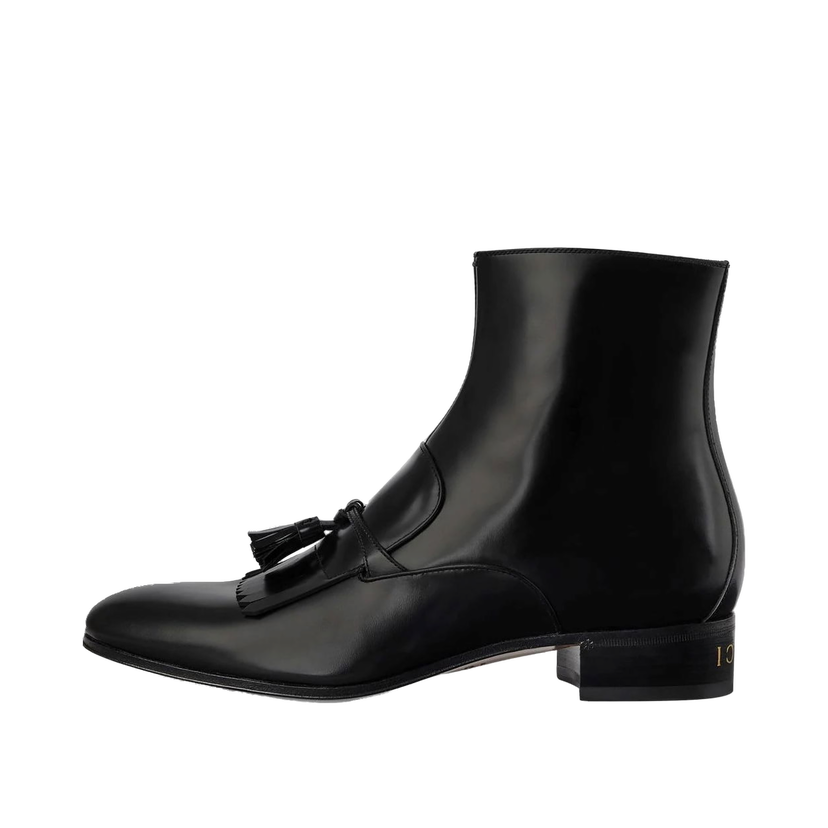 Sneakers og sko Gucci Frontal Tassels Detail Ankle Boot Black Sort | 714688 DS8S0 1000