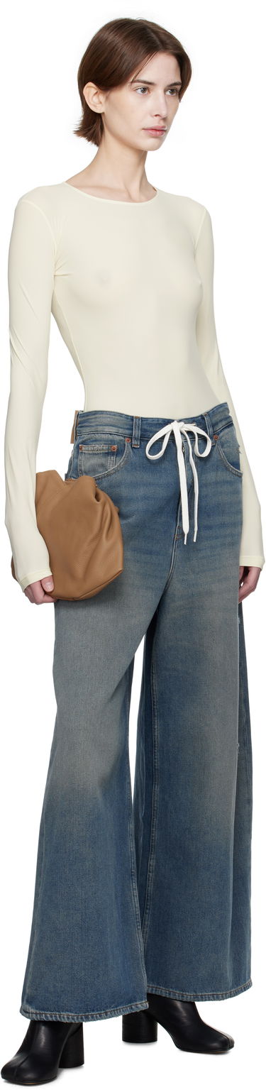 Jeans Maison Margiela MM6 Maison Margiela Drawstring Wide-Leg Jeans Blå | S52LA0246 M30017, 3