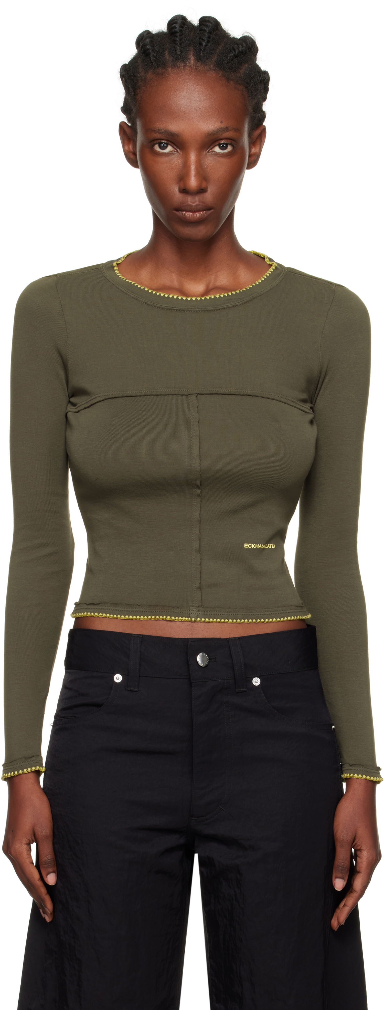 T-shirt Eckhaus Latta Eckhaus Latta Lapped Baby Crewneck T-Shirt Grøn | 9100-EL-PF25-CE -, 0