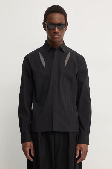 Skjorte HELIOT EMIL Slim Black Shirt With Mesh Sort | AW24.M.05.058.BLK01, 0
