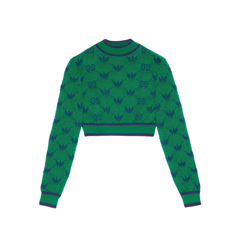 Sweater Gucci adidas x Wool Jacquard Sweater Green/Blue Grøn | 693829 XKCVF 3465