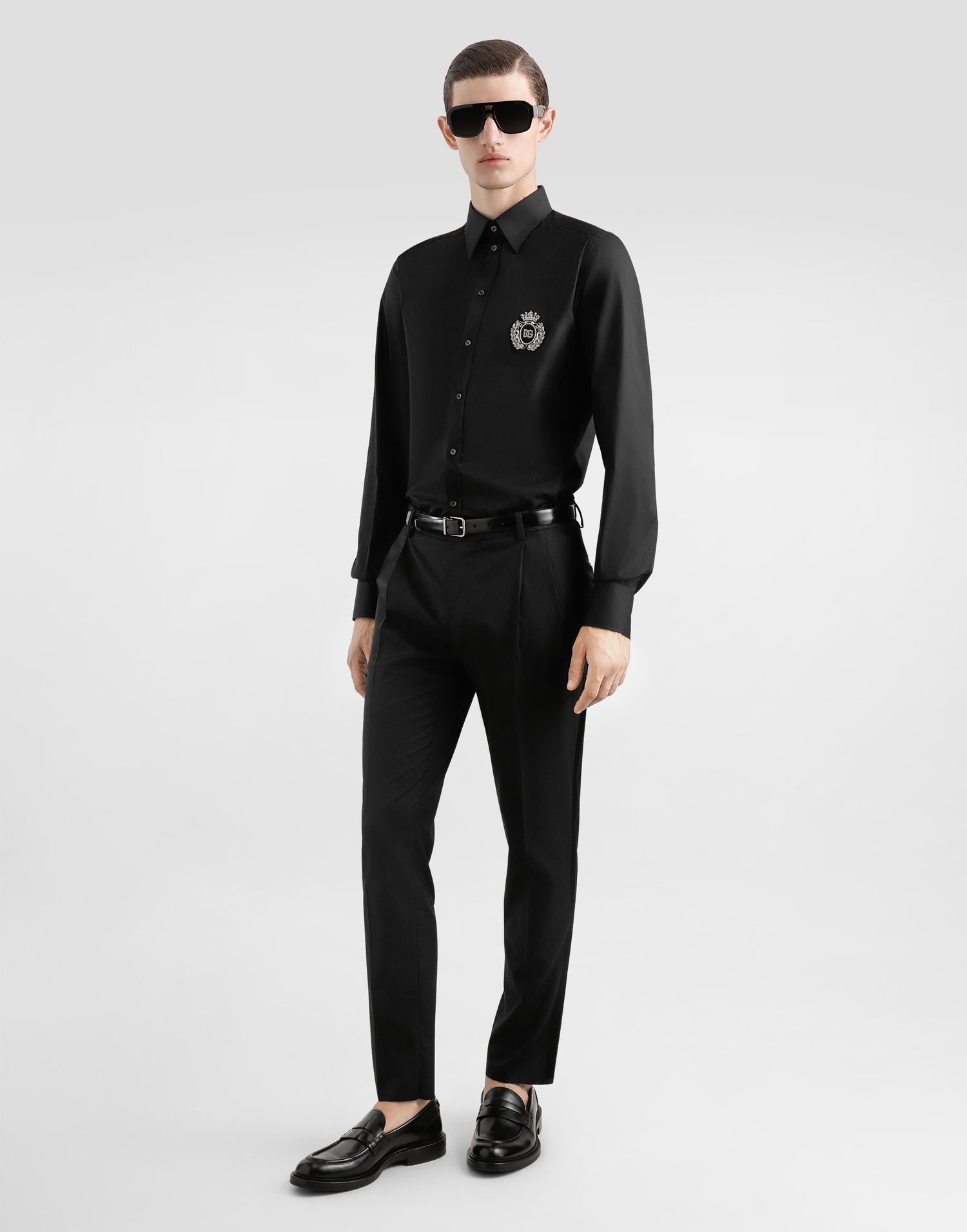 Skjorte Dolce & Gabbana Cotton Shirt With Patch Sort | G5ML1ZGI757N0000, 1
