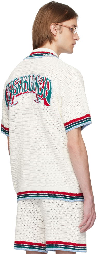 Sweater Casablanca Casablanca Gothic Crochet Knit Polo Shirt Hvid | MS25-KW-920-01, 2