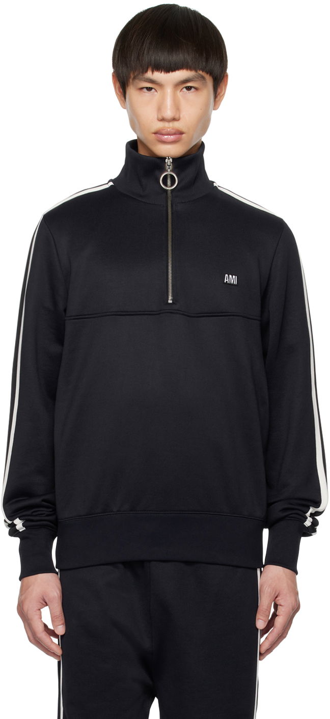 Sweatshirt AMI Stripes Sweatshirt Mørkeblå | HSW518.JE0005, 0