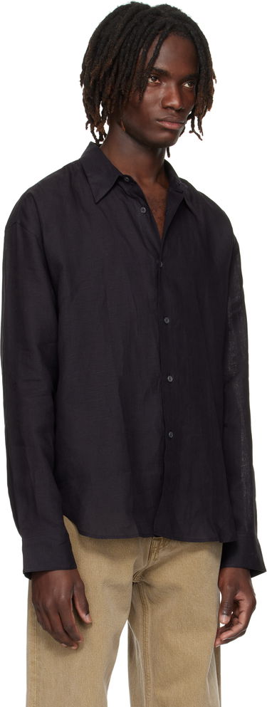 Skjorte Studio Nicholson Studio Nicholson Rafe Linen Shirt Sort | RAFE SNM - 1402, 1