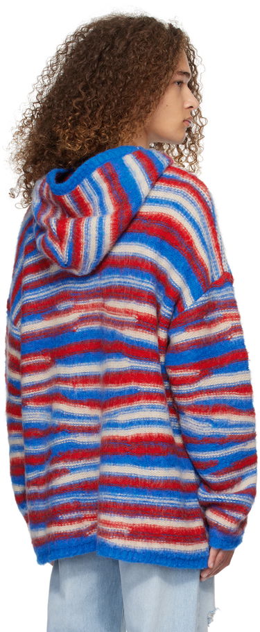 Sweater ERL ERL Striped Knit Hoodie Rød | ERL07N015, 2