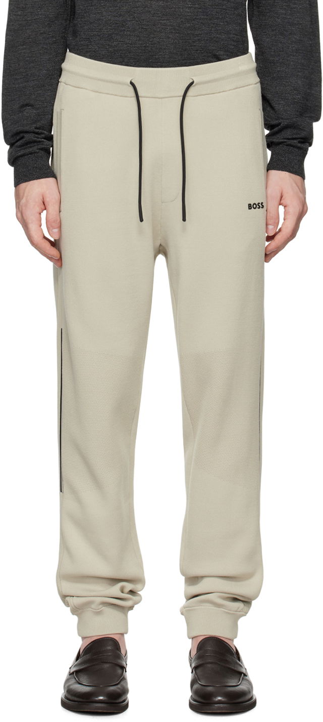 Joggingbukser BOSS Beige Logo-Emed Sweatpants Beige | 50523165