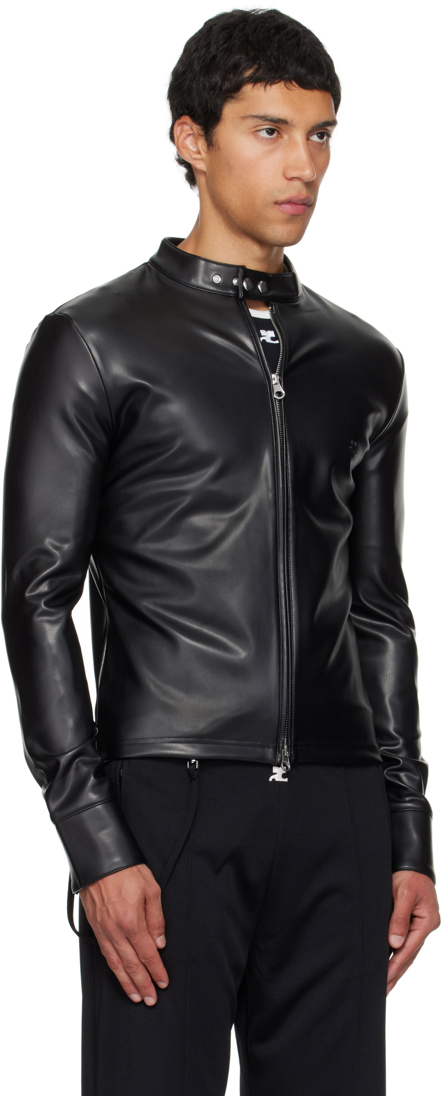 Jakke Courrèges Courrèges Faux-Leather Biker Jacket Sort | 325CTO448PU0049, 1