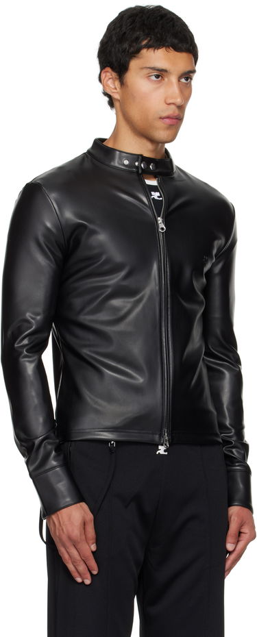 Jakke Courrèges Courrèges Faux-Leather Biker Jacket Sort | 325CTO448PU0049, 1