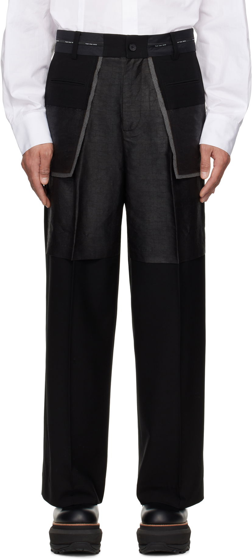 Bukser Feng Chen Wang Feng Chen Wang Deconstructed Patchwork Trousers Sort | FUS19TR05