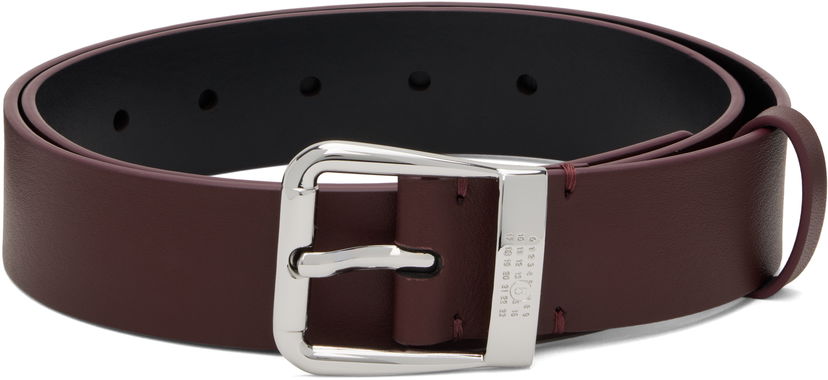 Bælter Maison Margiela MM6 Maison Margiela Leather Belt with Engraved Number Buckle Bourgogne | SA6TP0040 P8332