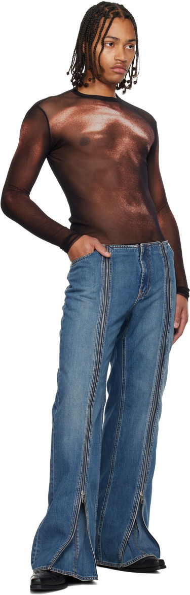 T-shirt Jean Paul Gaultier 'The Bronze Body Dust' Sheer Mesh Long Sleeve Top Metalisk | 25/04-W-TO366-M010P-0060, 4