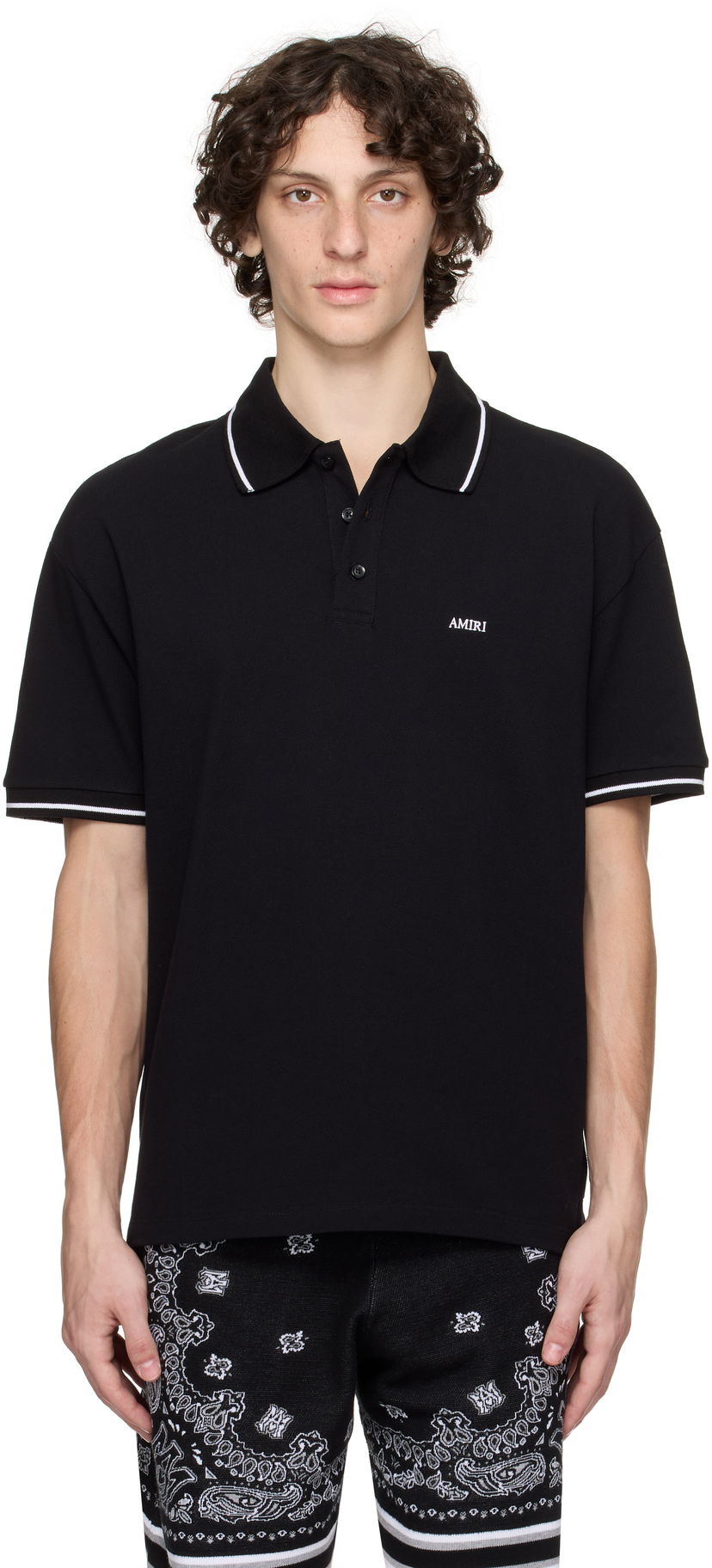 Polo skjorte AMIRI AMIRI Polo With Tipping Sort | AMJYPO1018