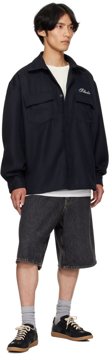 Skjorte Rhude Boxy Long Sleeve Work Shirt Mørkeblå | RHPF25SR02731, 3