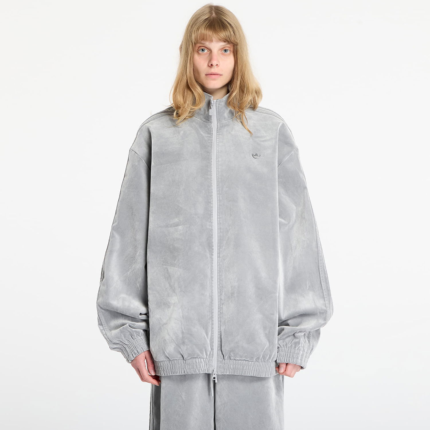 Jakke adidas Originals Brushed Twill Oversized Firebird Track Top M Grå | JW7330, 0