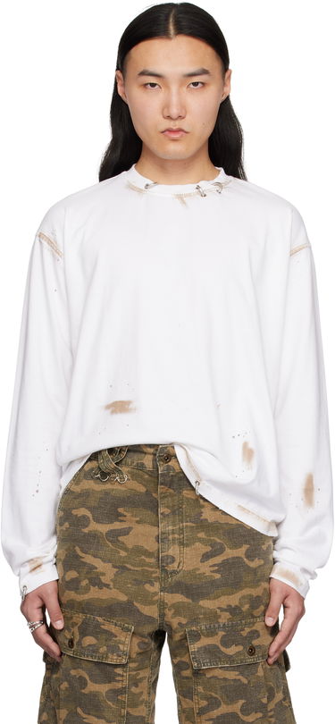 Sweater We11done We11done Pierced Long Sleeve T-Shirt Hvid | WD-TT0-25-771-U-WH, 0