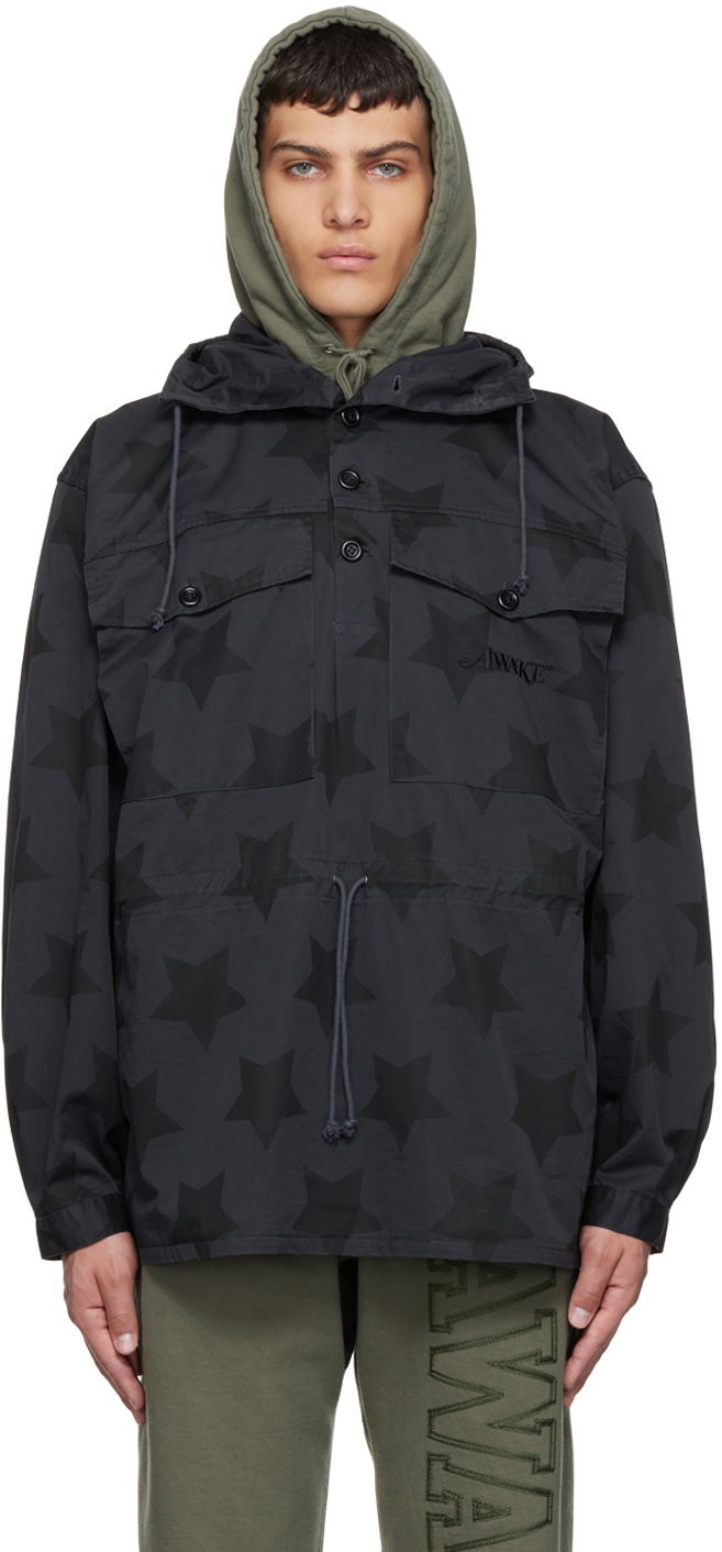 Vindjakke Awake NY Awake NY Star Anorak Sort | AWK-SP22-OW002