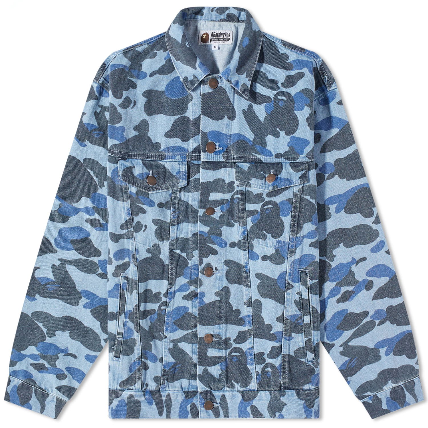 Jakke BAPE Colour Camo Over Print Denim Jacket Light Indigo Blå | 001LJJ301008M-LIGHTIND, 0