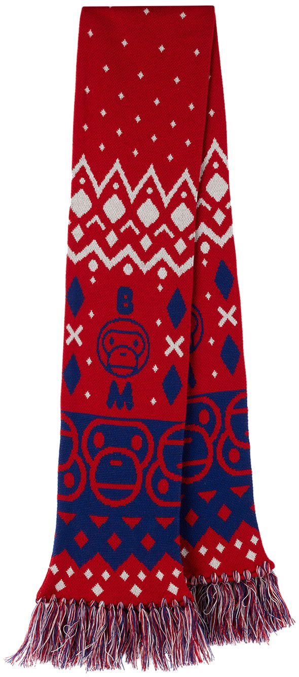 Tørklæde BAPE Baby Milo Nordic Knitted Scarf Rød | 002GDI803006K