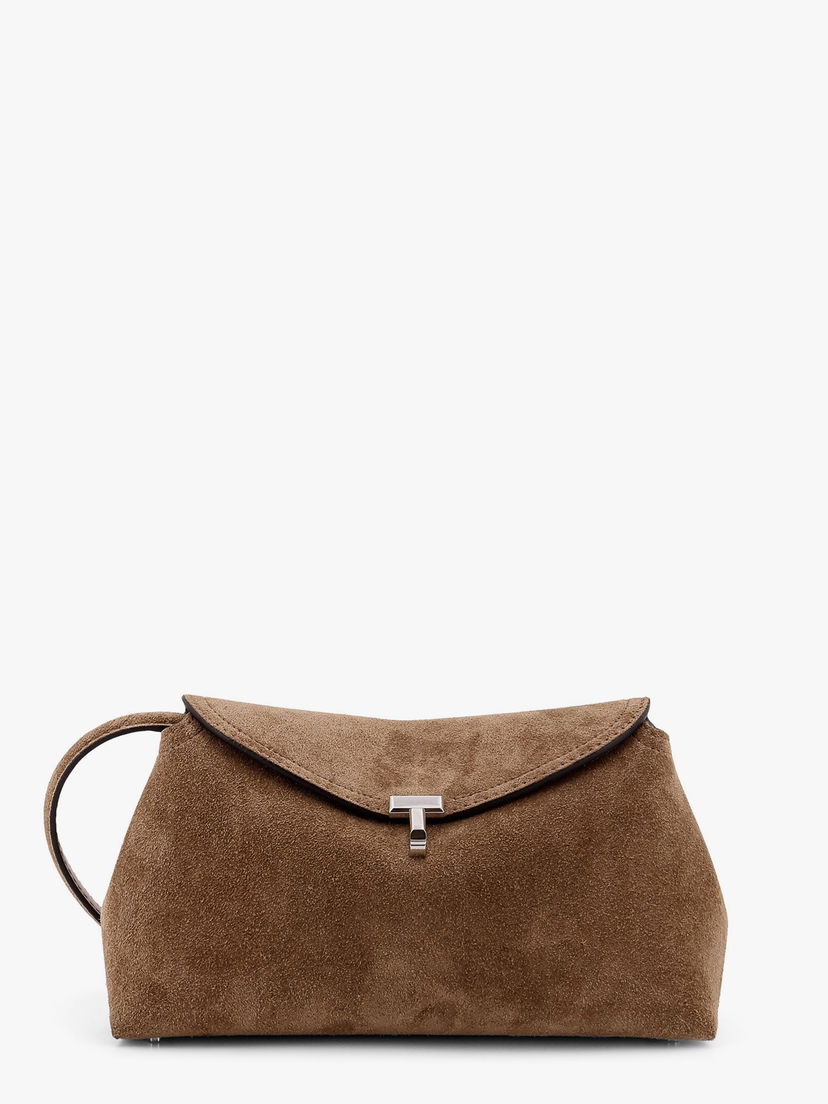 Håndtaske TOTEME T-Lock Suede Clutch Bag Toteme Brun | 241WAL944LE0004104