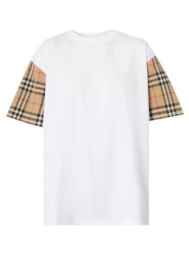 T-shirt Burberry Vintage Check Sleeve Oversized T-Shirt Hvid | 8042716