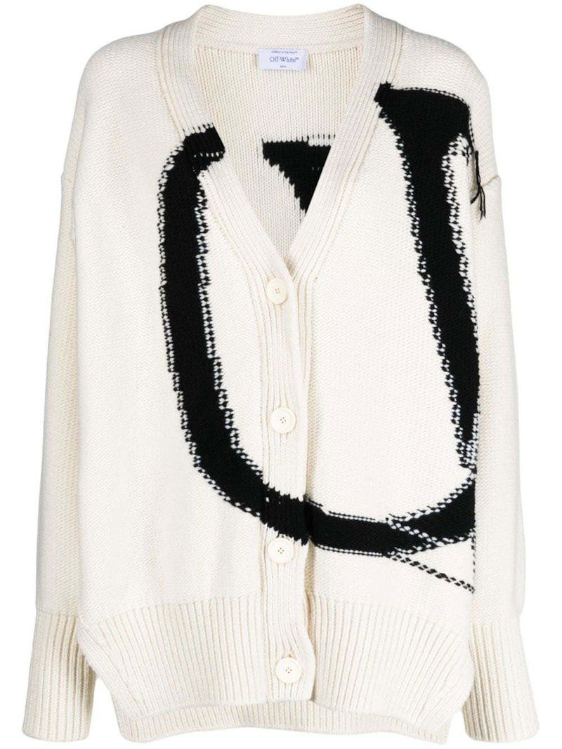 Sweater Off-White Wool Cardigan Hvid | OWHB043F23KNI0010410