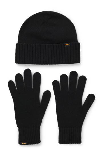 Beanie BOSS Knitted beanie hat and gloves gift set Sort | 50551225, 0
