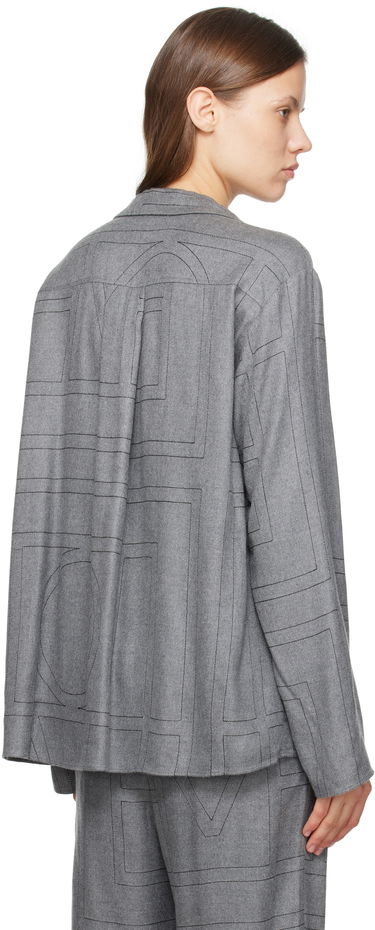 Skjorte TOTEME TOTEME Monogram Flannel Pajama Shirt Grå | 251-WRT976-FB0080, 2