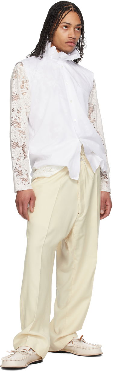Skjorte Comme des Garçons Comme des Garçons Homme Plus Cotton Sleeveless Shirt with Lace Sleeves Hvid | PO-B029-051, 4