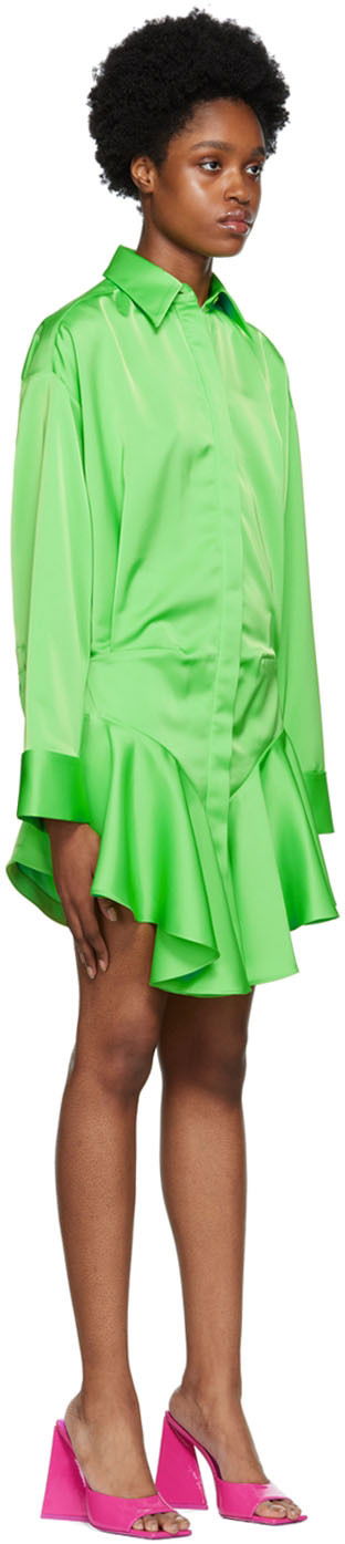 Kjole The Attico Attico Candice Satin Mini Shirt Dress Grøn | 228WCA124 E020, 1