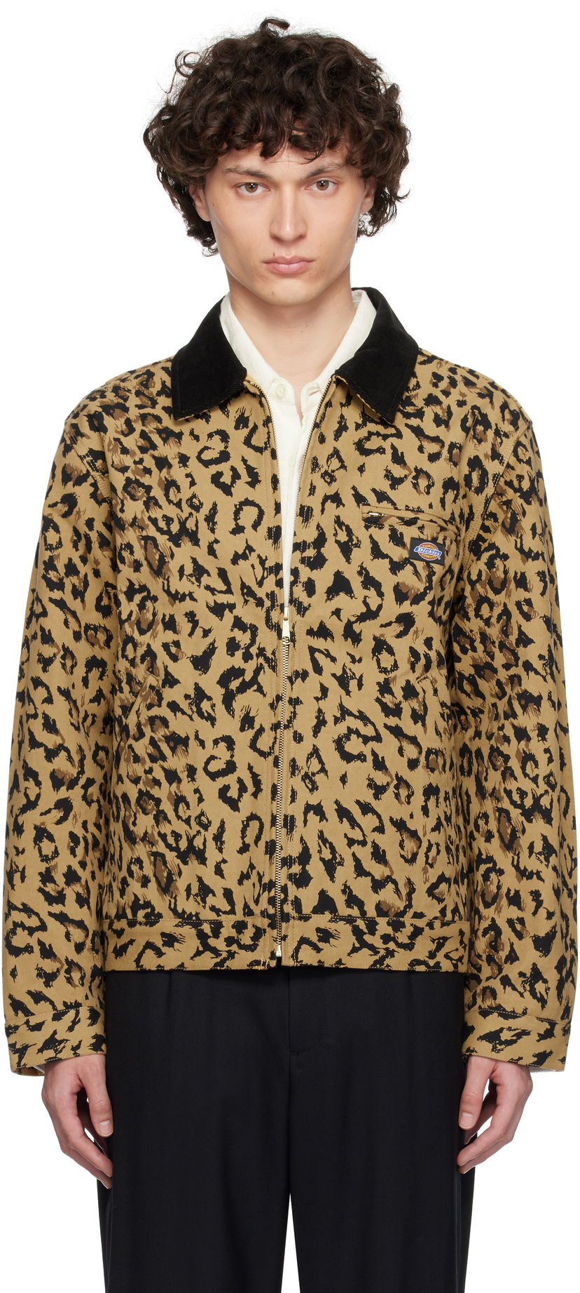 Jakke WACKO MARIA WACKO MARIA x Dickies Leopard Print Work Jacket Beige | 25SS-WMO-DC03