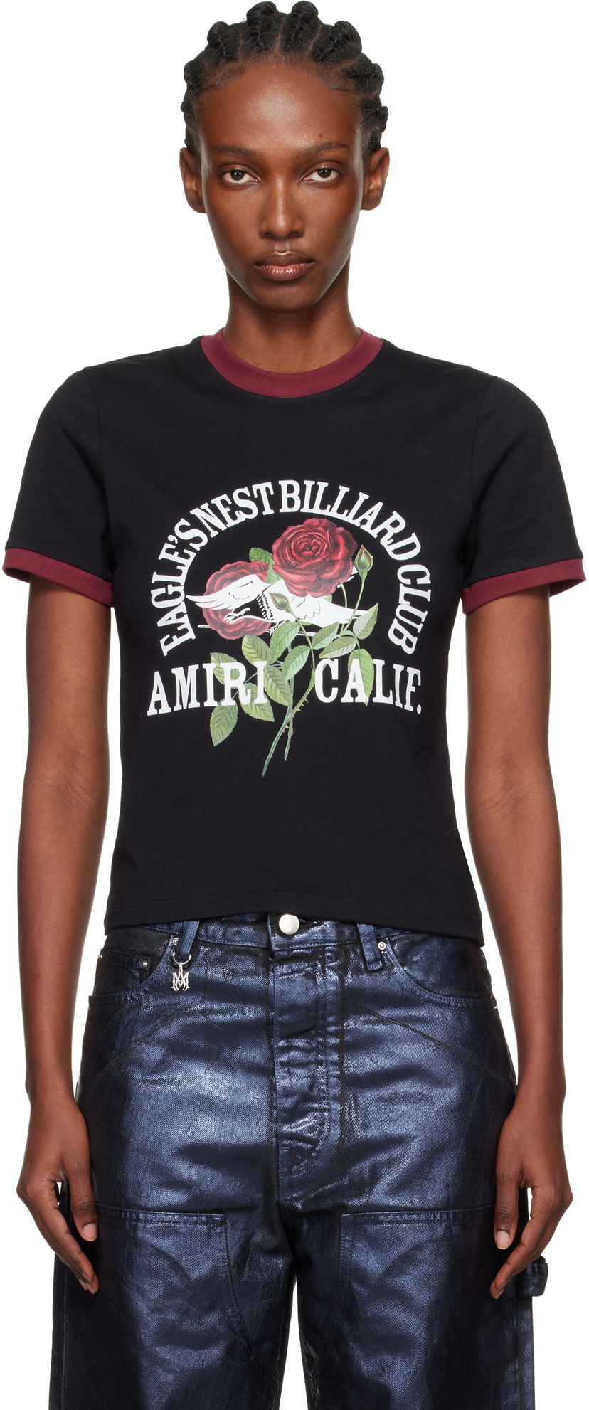 T-shirt AMIRI 'Eagle' Ringer T-shirt Sort | AWJYTE1082