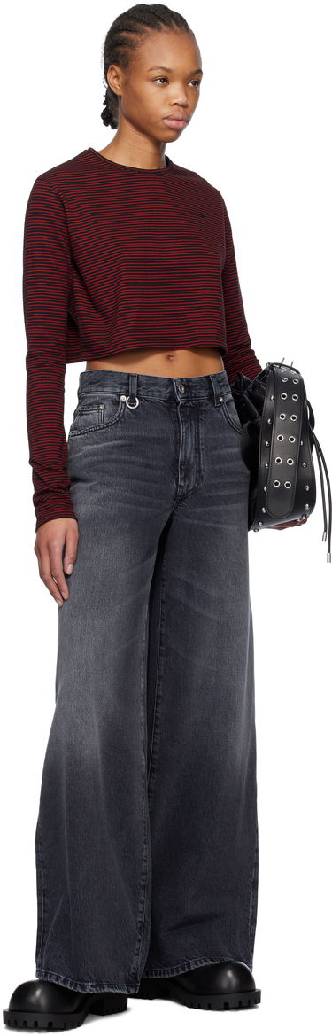 Crop top We11done We11done Striped Cropped Longsleeve T-Shirt Rød | WD-TT0-25-716-W-BK, 3