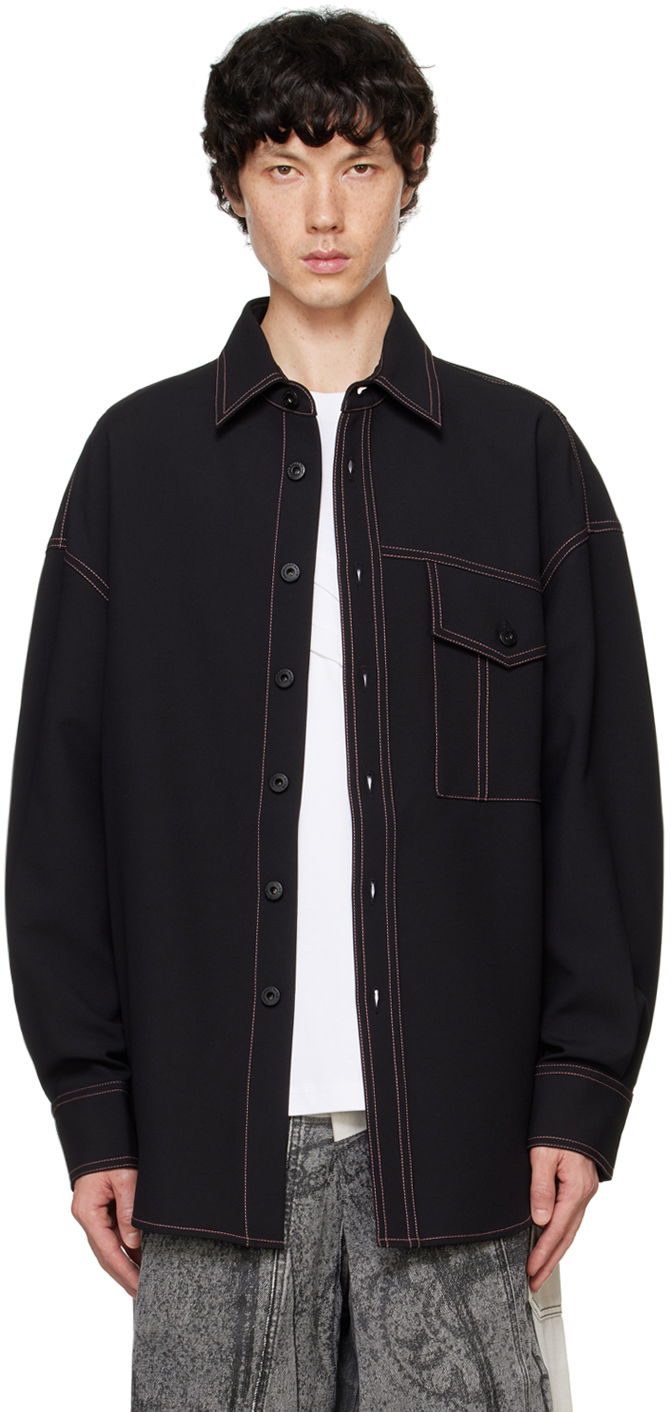 Skjorte Feng Chen Wang Feng Chen Wang Contrast Stitch Shirt Sort | FMF16SR06