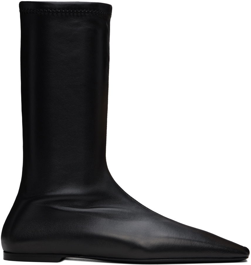 Tøj TOTEME TOTEME 'The Sock' Stretch Leather Boots Sort | 244-WAS0160-LE0089, 0